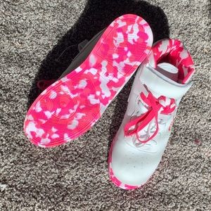 White and Pink Camo Fila sneakers